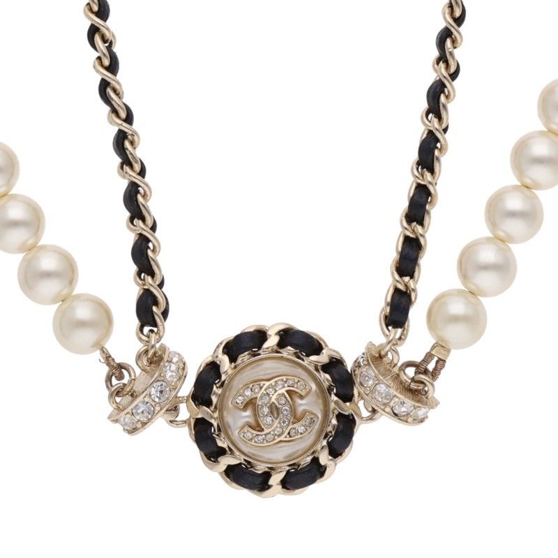 Chanel CC Logo Faux Pearl Choker Necklace