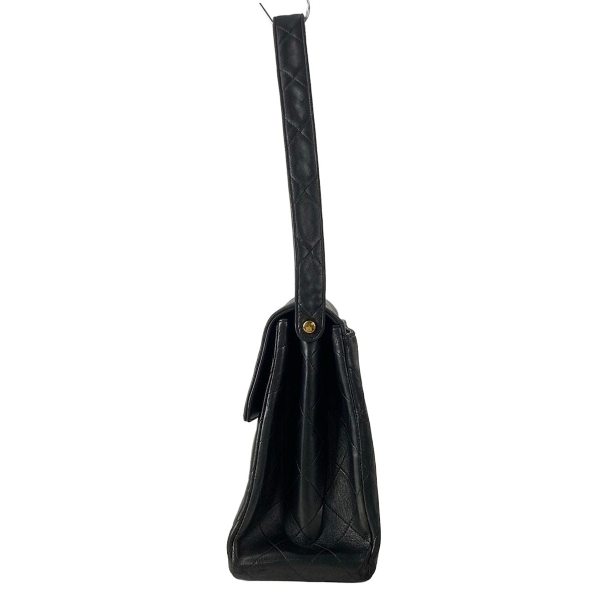 Chanel Shoulder Bag Trapezoid Quilted Black Gold Lambskin — view 4