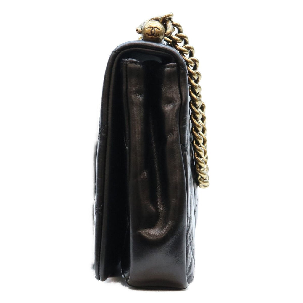 Chanel Black Vintage Calfskin Paris in Rome Gold Bar Flap Shoulder Bag — view 2