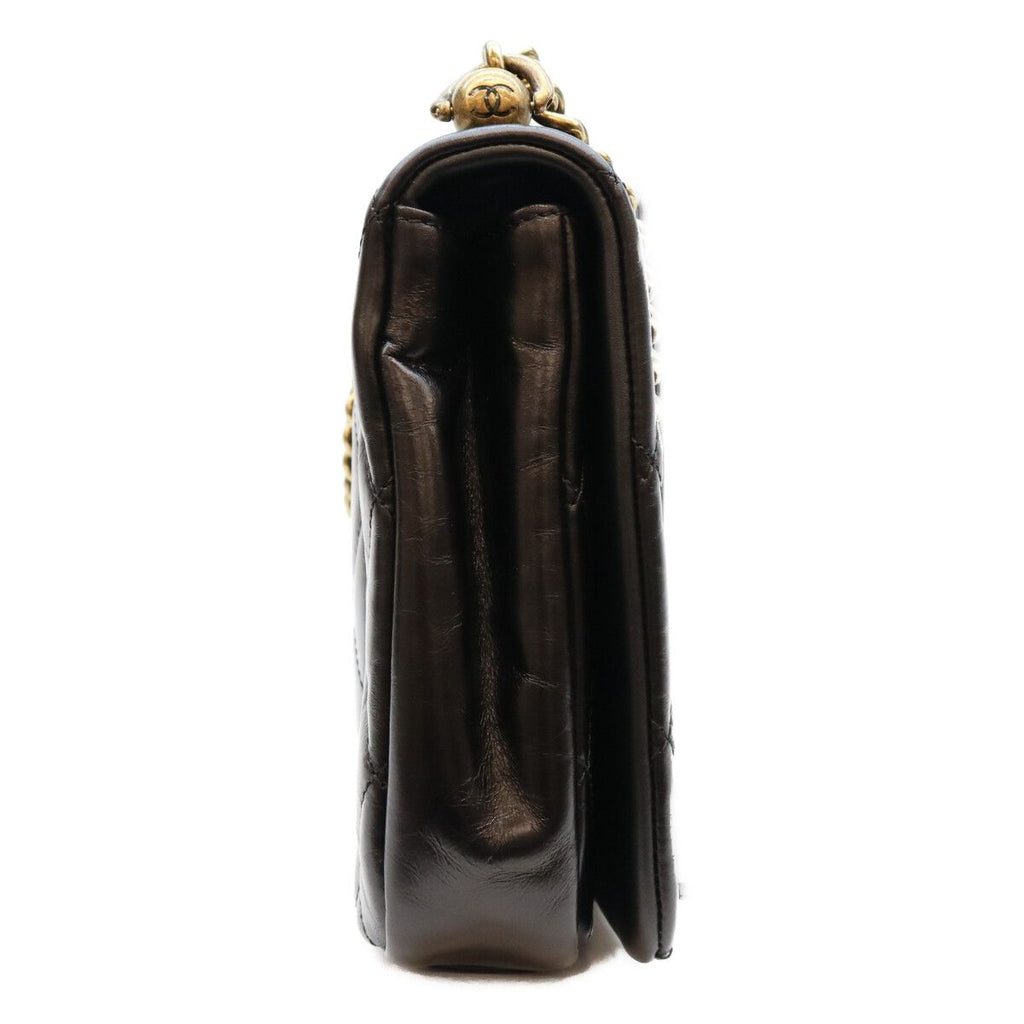 Chanel Black Vintage Calfskin Paris in Rome Gold Bar Flap Shoulder Bag — view 4