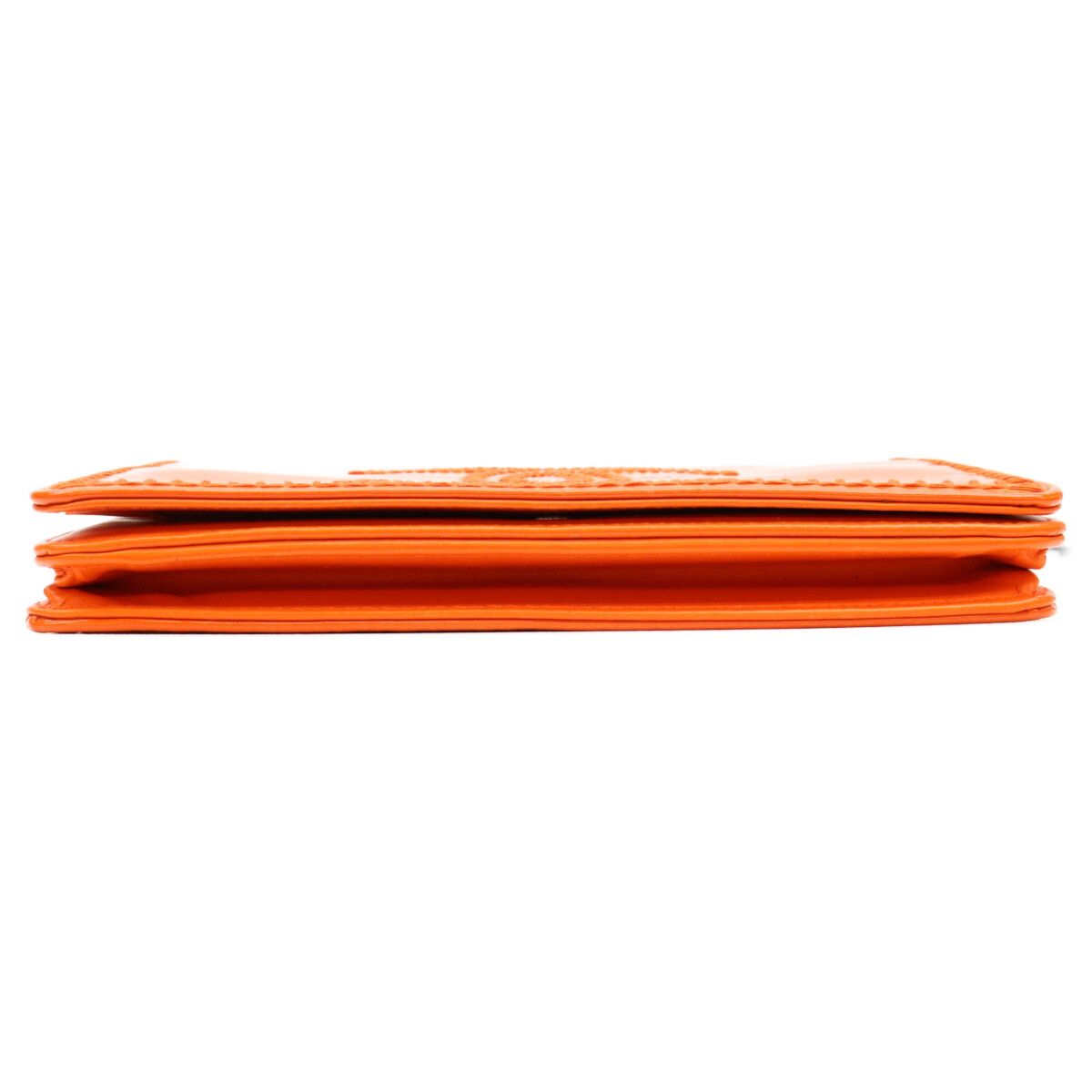 Chanel Orange CC Logo Stitch Patent Chain Wallet Shoulder Bag — view 5