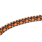 Chanel Orange CC Logo Stitch Patent Chain Wallet Shoulder Bag — view 6