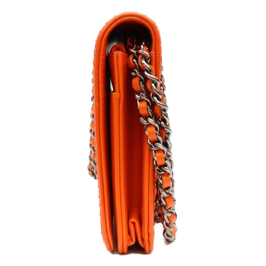 Chanel Orange CC Logo Stitch Patent Chain Wallet Shoulder Bag — view 2