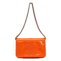 Chanel Orange CC Logo Stitch Patent Chain Wallet Shoulder Bag