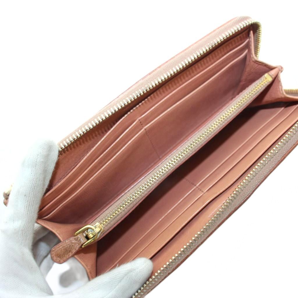 Prada Wallet Logo Leather L-shaped Zipper Brown — view 5
