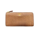 Prada Wallet Logo Leather L-shaped Zipper Brown