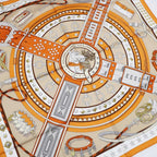 Hermes Carre 90 Tall and Collar Scarf Silk Orange Clair Arzan White — view 3