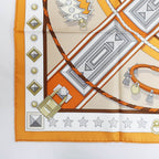Hermes Carre 90 Tall and Collar Scarf Silk Orange Clair Arzan White — view 6
