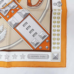 Hermes Carre 90 Tall and Collar Scarf Silk Orange Clair Arzan White — view 7