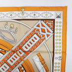 Hermes Carre 90 Tall and Collar Scarf Silk Orange Clair Arzan White — view 4