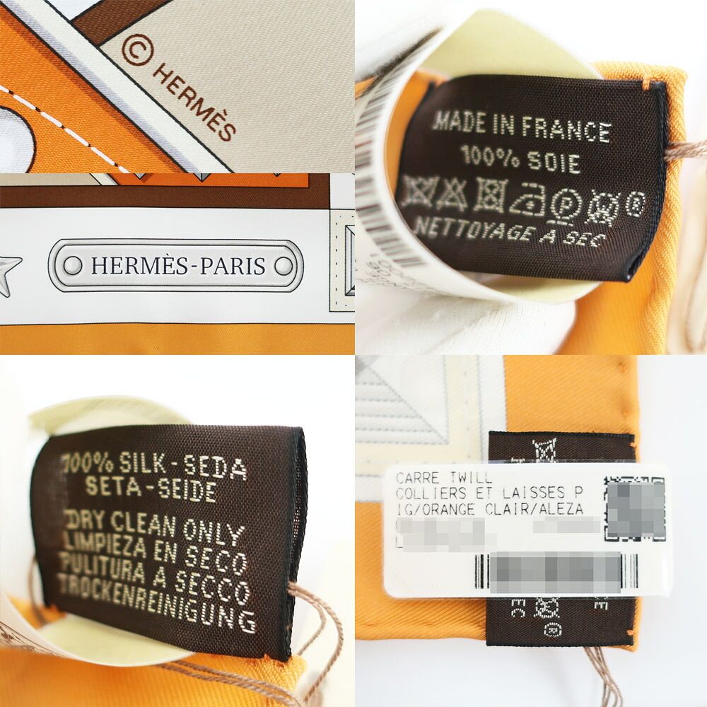 Hermes Carre 90 Tall and Collar Scarf Silk Orange Clair Arzan White — view 8