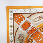 Hermes Carre 90 Tall and Collar Scarf Silk Orange Clair Arzan White — view 5