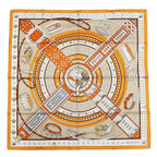 Hermes Carre 90 Tall and Collar Scarf Silk Orange Clair Arzan White