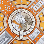 Hermes Carre 90 Tall and Collar Scarf Silk Orange Clair Arzan White — view 2