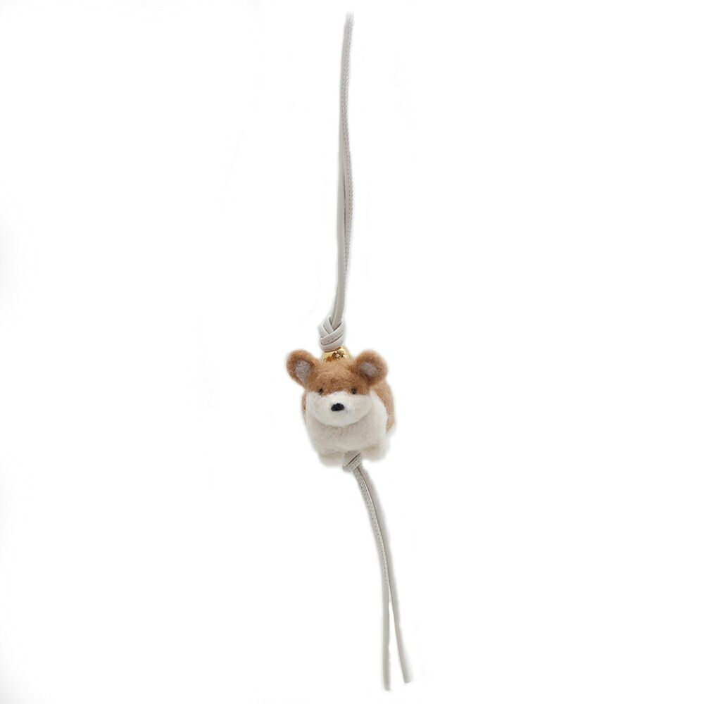 Loewe Corgi Charm Off White Orange Back Strap Dog Animal Keychain