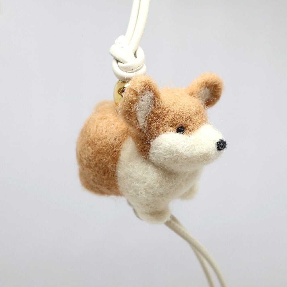 Loewe Corgi Charm Off White Orange Back Strap Dog Animal Keychain — view 4