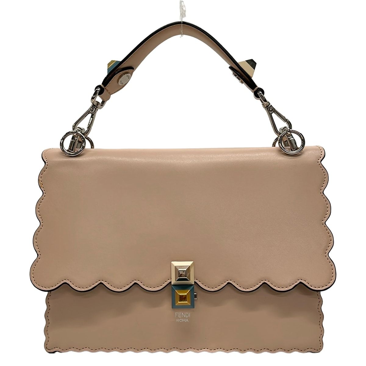 Fendi Handbag Canai Pink Beige Leather