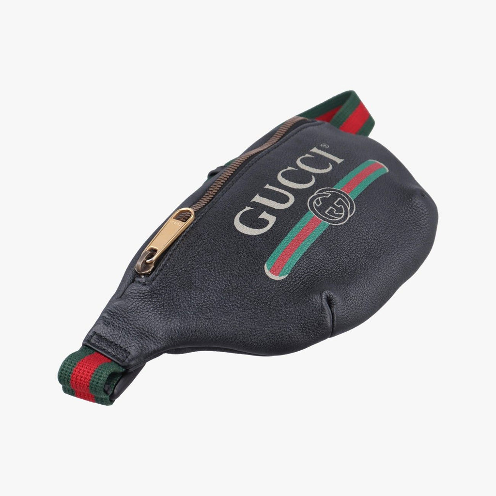 Gucci Print Black Leather Handbag — view 5