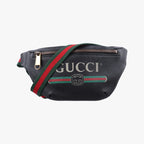 Gucci Print Black Leather Handbag