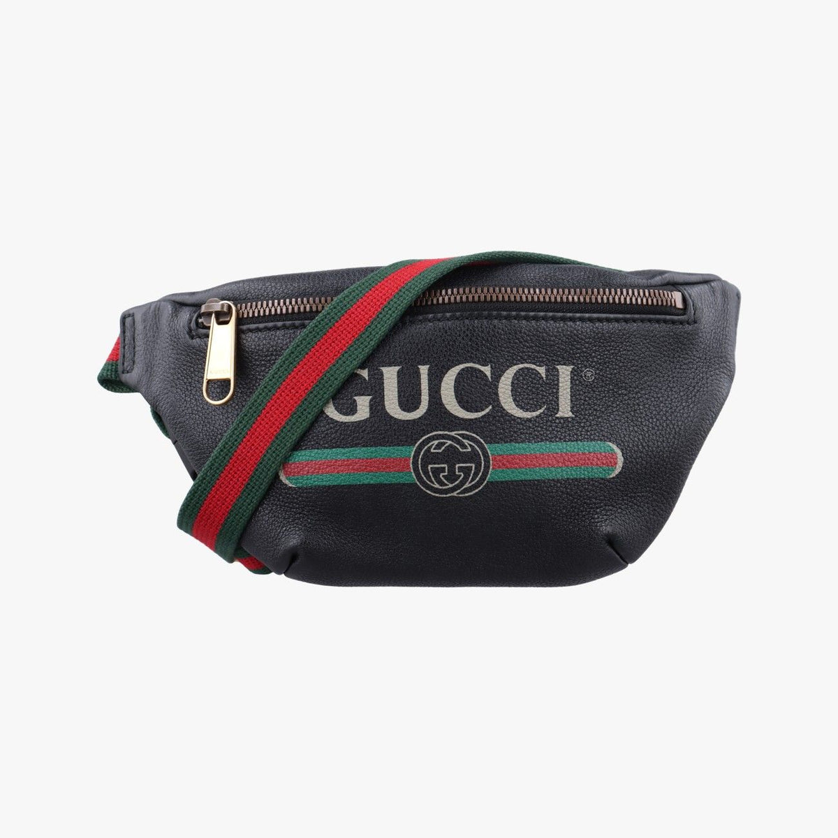 Gucci Print Black Leather Handbag