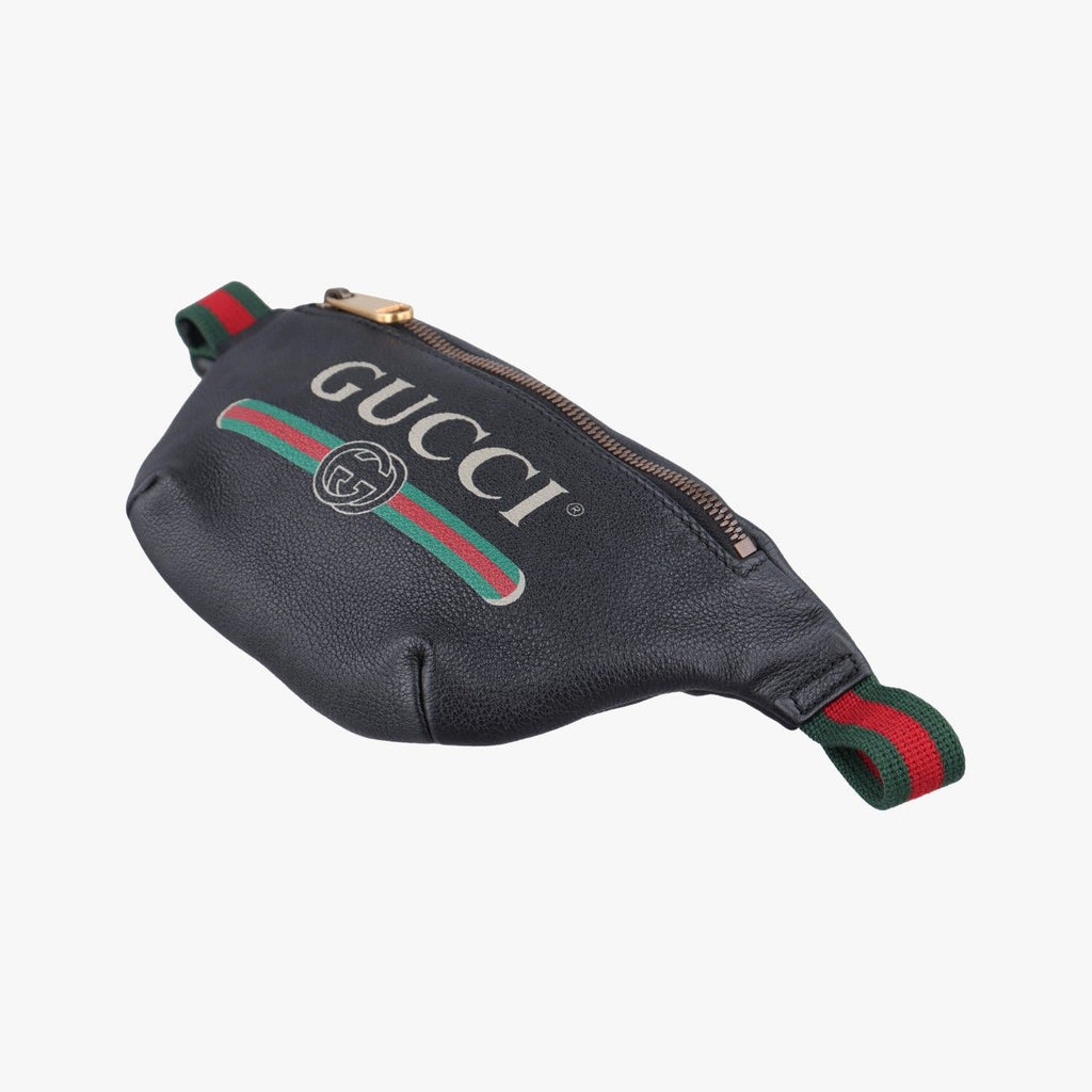 Gucci Print Black Leather Handbag — view 4
