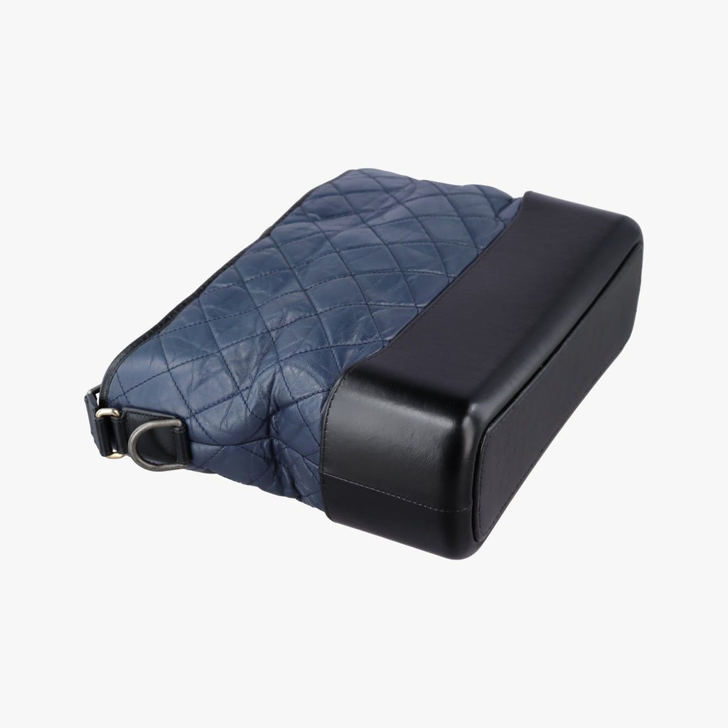 Chanel Gabrielle Black Navy Leather Handbag — view 5