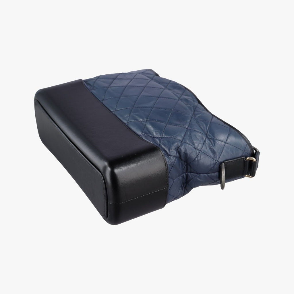 Chanel Gabrielle Black Navy Leather Handbag — view 6