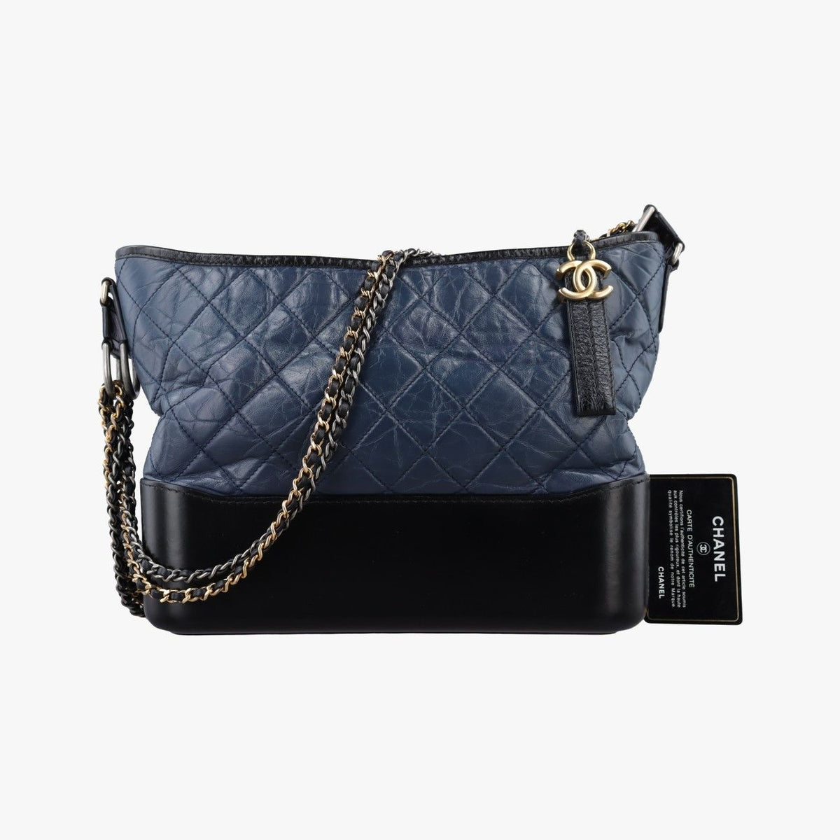 Chanel Gabrielle Black Navy Leather Handbag
