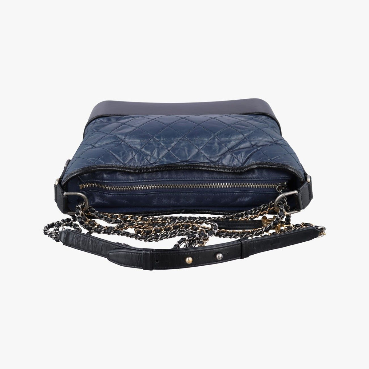 Chanel Gabrielle Black Navy Leather Handbag — view 8