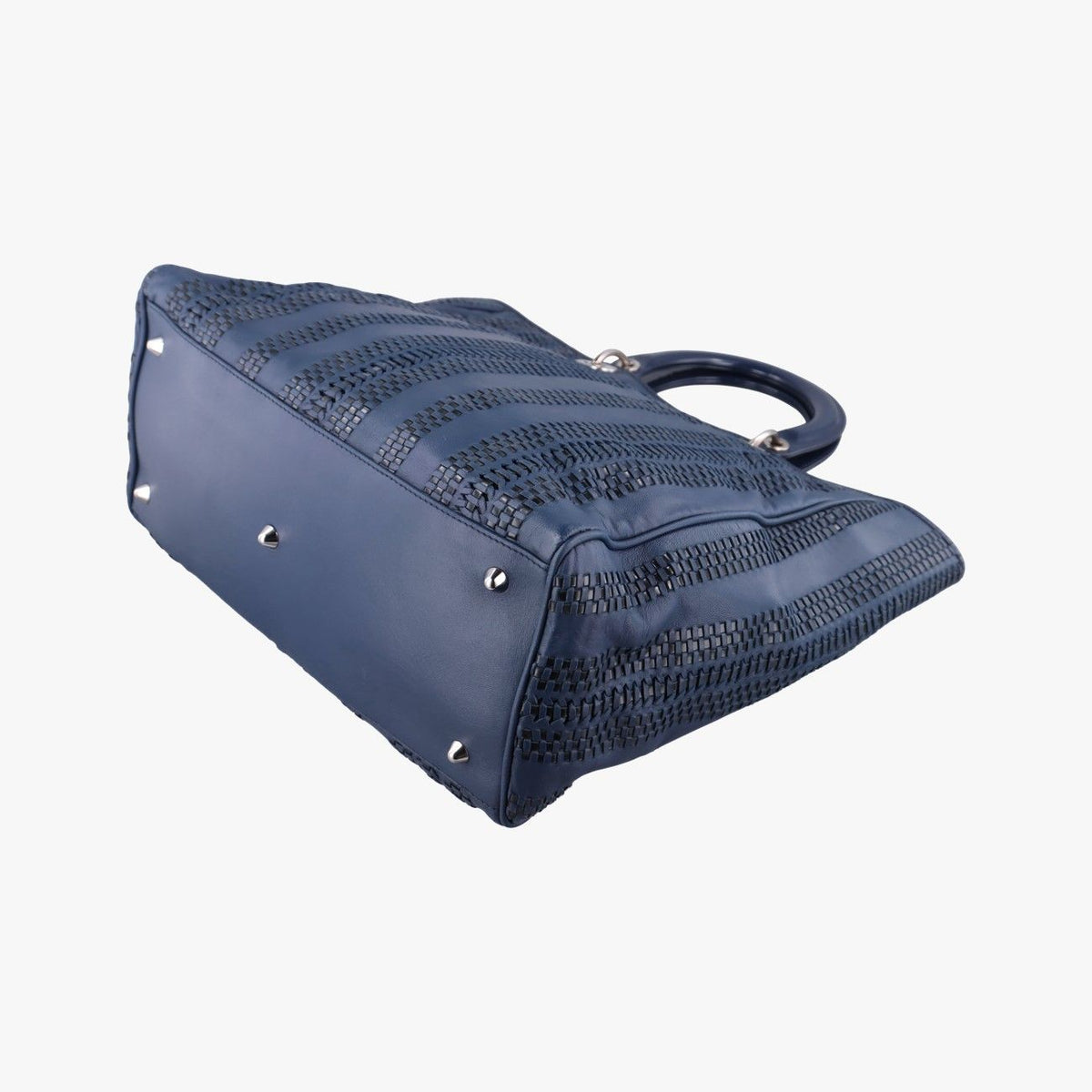 Dior Lady Soft Blue Black Leather Handbag — view 6