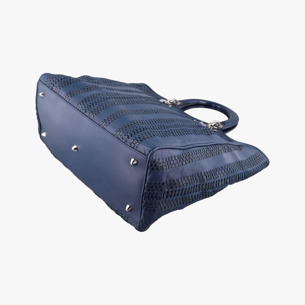 Dior Lady Soft Blue Black Leather Handbag — view 4