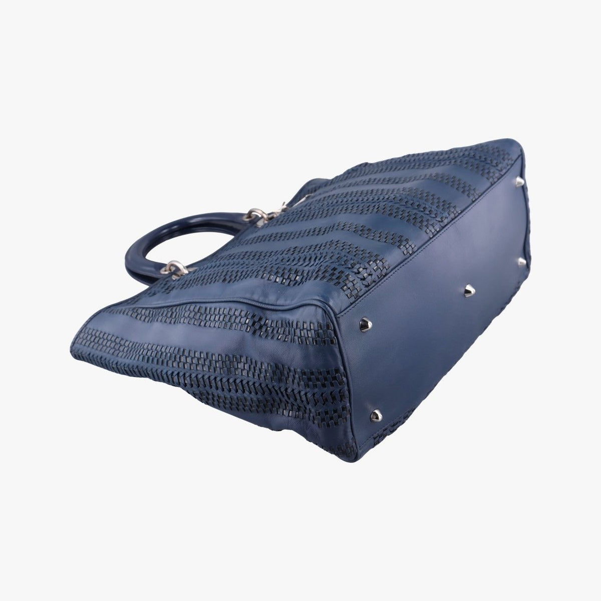 Dior Lady Soft Blue Black Leather Handbag — view 5