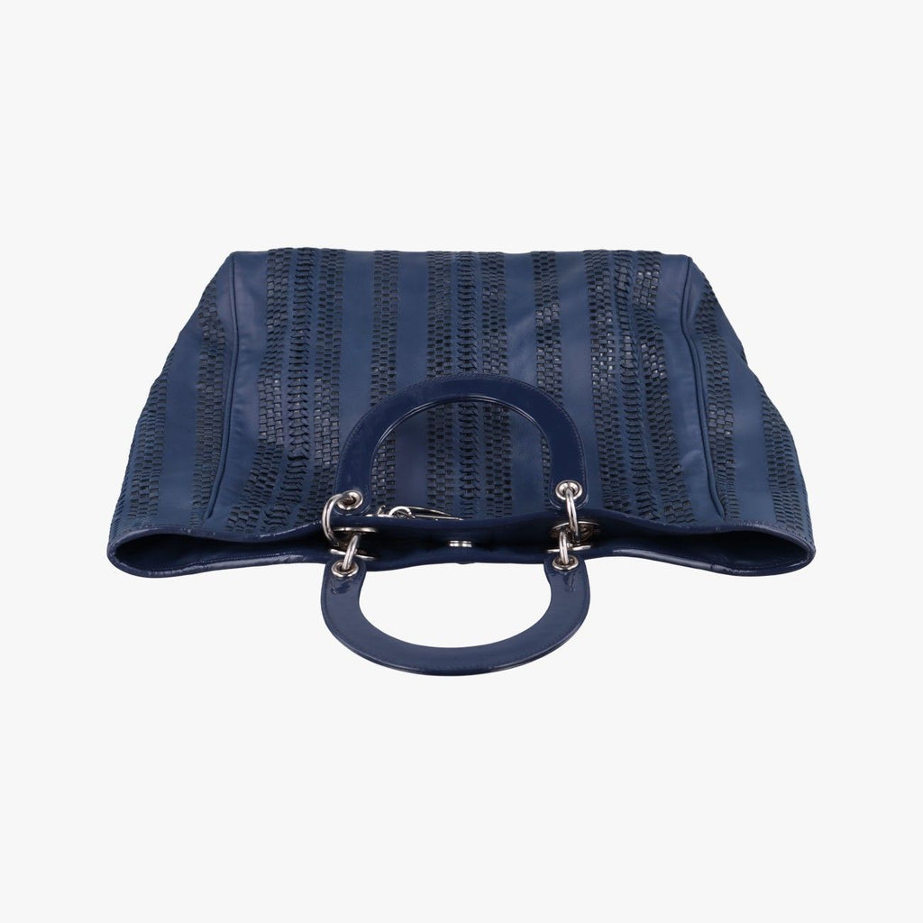 Dior Lady Soft Blue Black Leather Handbag — view 8