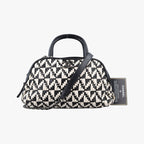 Chanel CC Woven Bowling White Black Leather