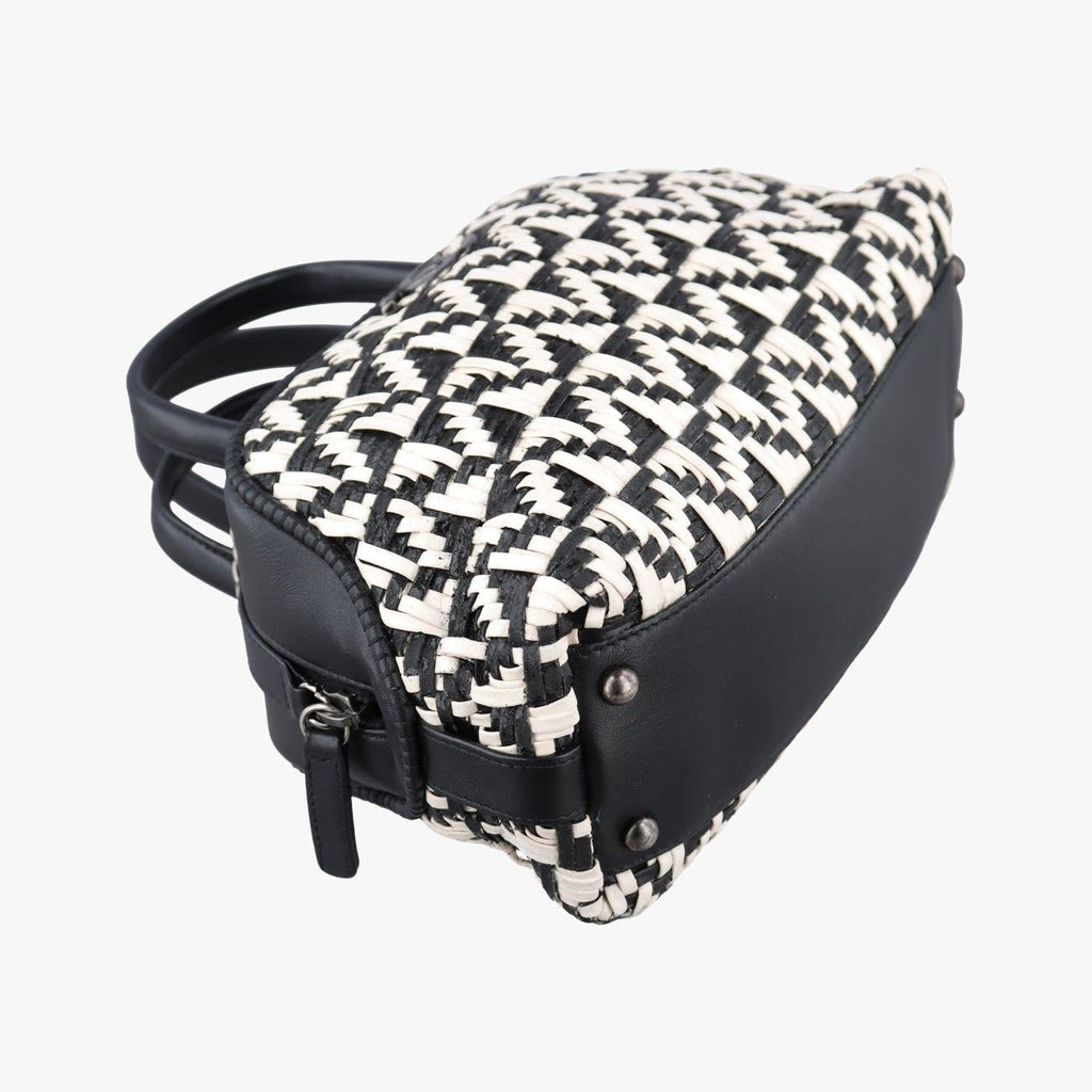 Chanel CC Woven Bowling White Black Leather — view 5
