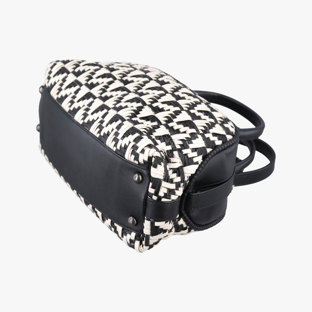 Chanel CC Woven Bowling White Black Leather — view 4