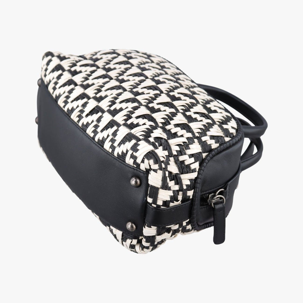 Chanel CC Woven Bowling White Black Leather — view 6