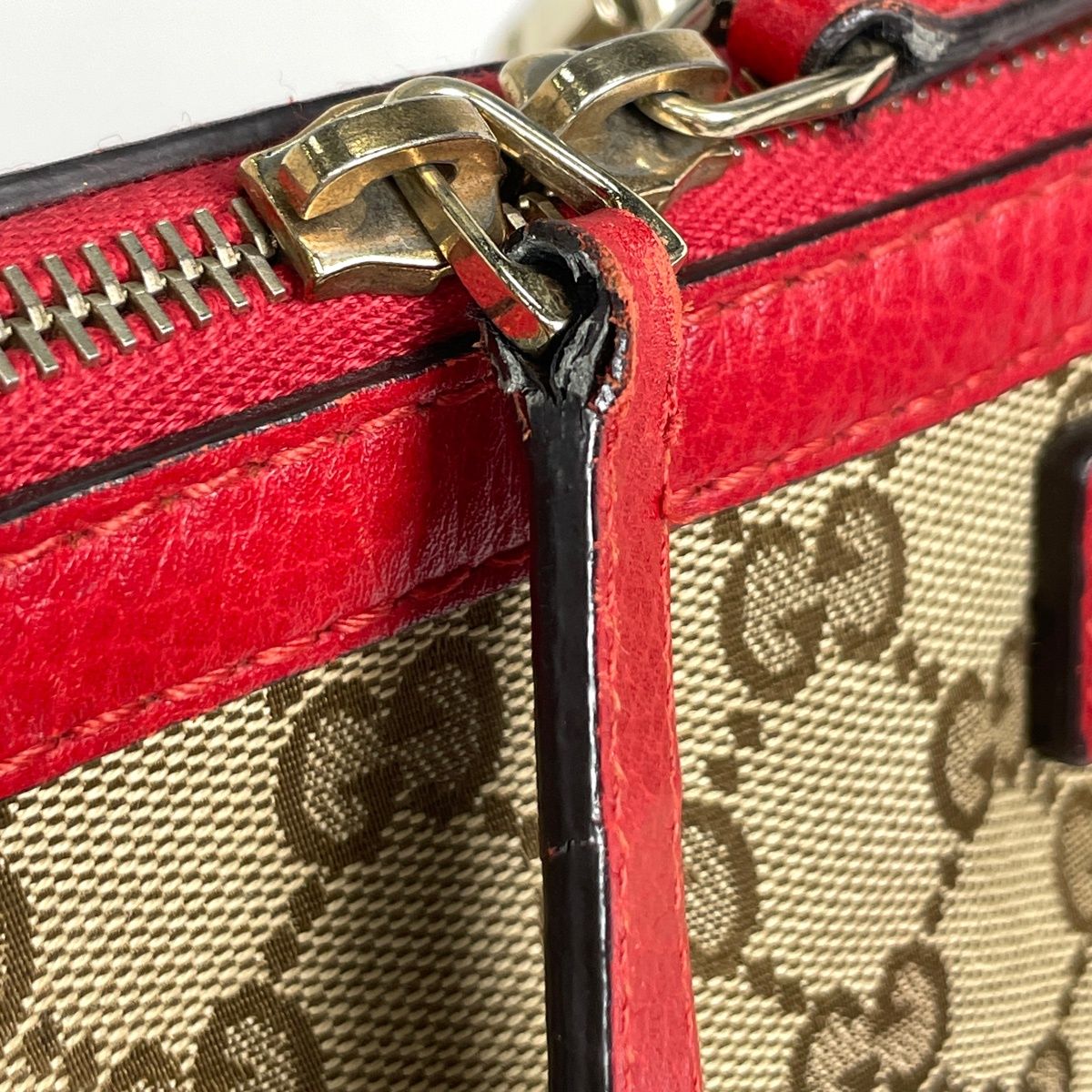 Gucci Handbag GG Pattern Bella Bamboo Fringe Canvas Brown Red — view 6