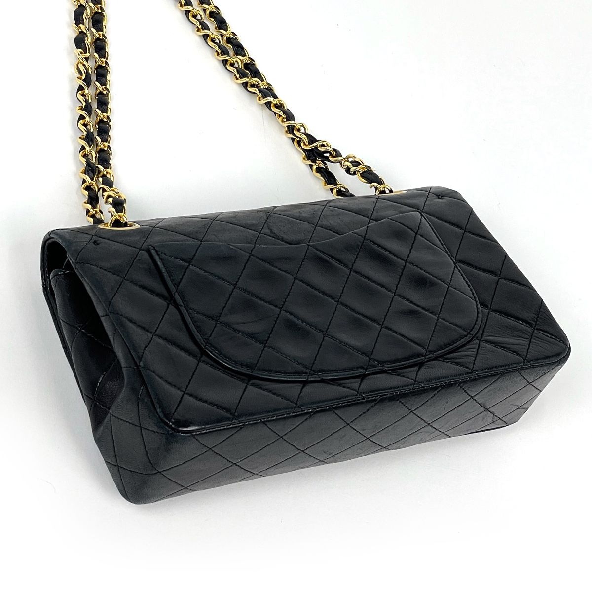 Chanel Shoulder Bag Quilted Double Flap CC Logo Leather Black — view 2
