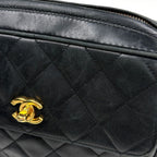 Chanel Shoulder Bag CC Logo Fringe Leather Black — view 6
