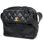 Chanel Shoulder Bag CC Logo Fringe Leather Black
