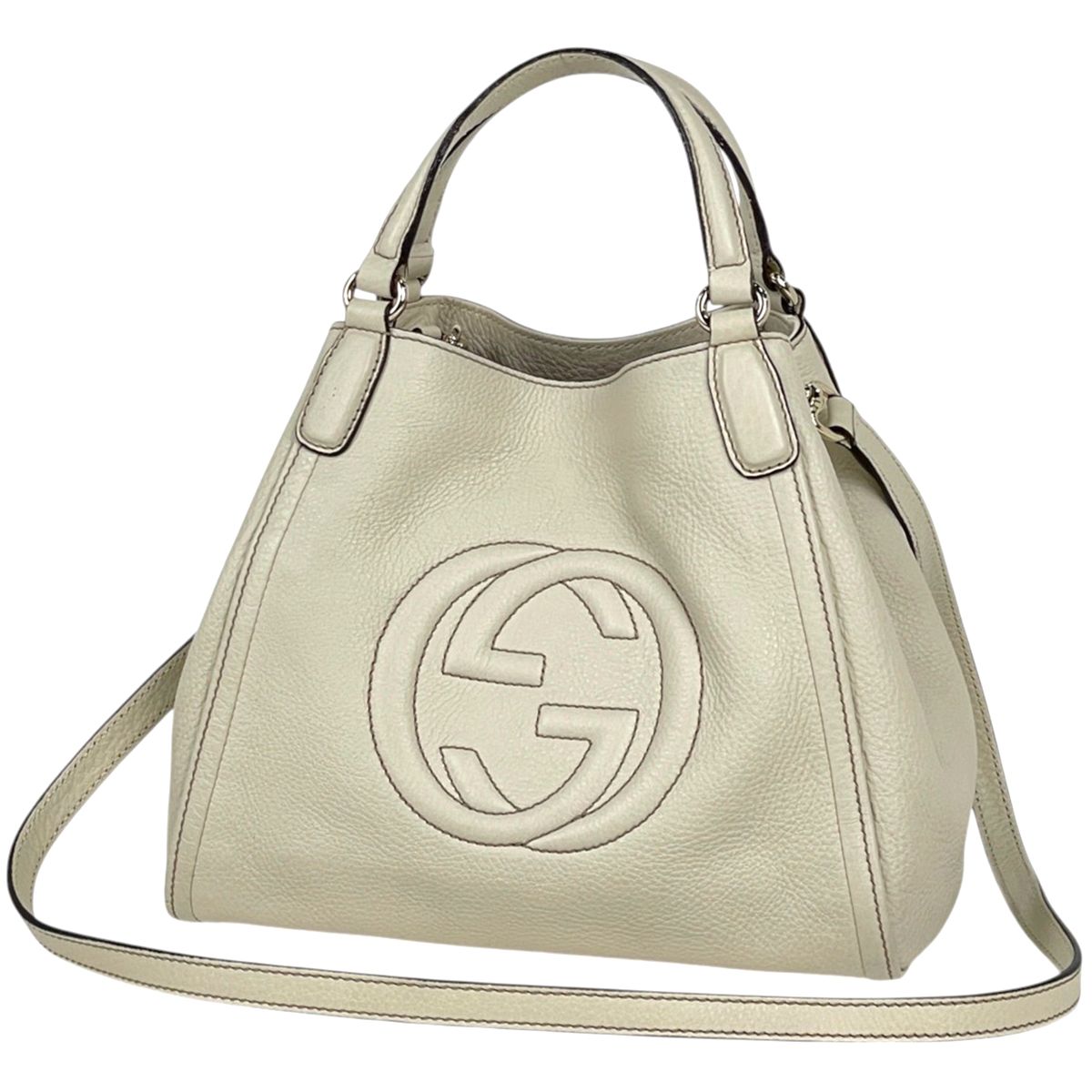 Gucci Handbag Soho Interlocking G 2-Way Leather Ivory