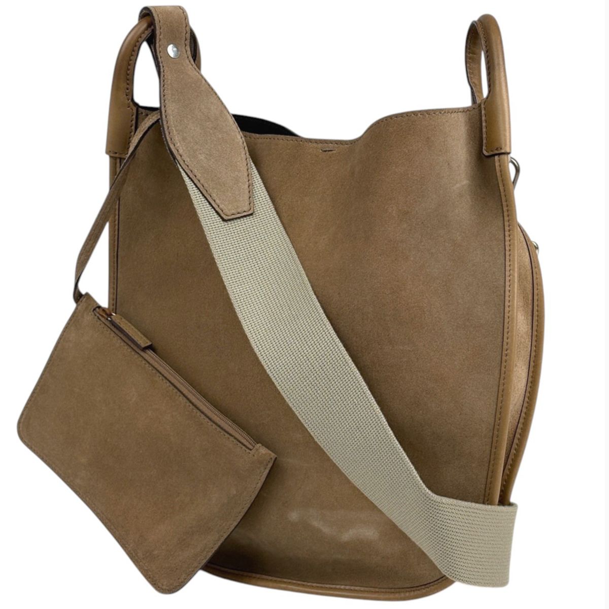 Saint Laurent Shoulder Bag Suede Brown