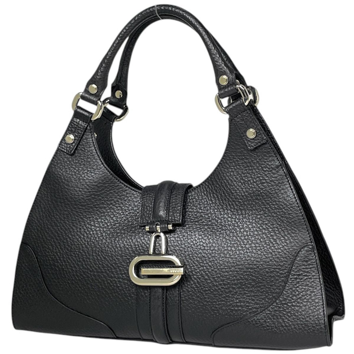 Gucci Shoulder Bag G Logo Leather Black