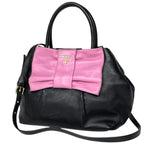 Prada Handbag Ribbon 2-Way Leather Nero Pink