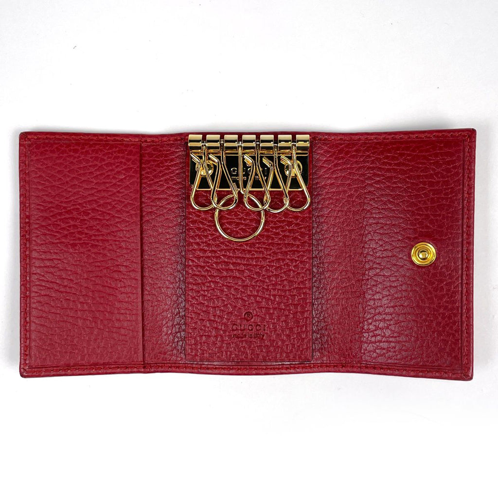 Gucci Key Case GG Marmont Double G Leather Red Key Holder — view 6
