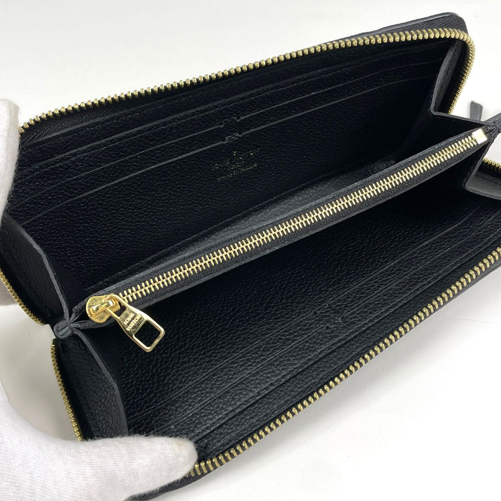 Louis Vuitton Portefeuille Clemence Wallet Zip Around Monogram Empreinte Noir — view 7