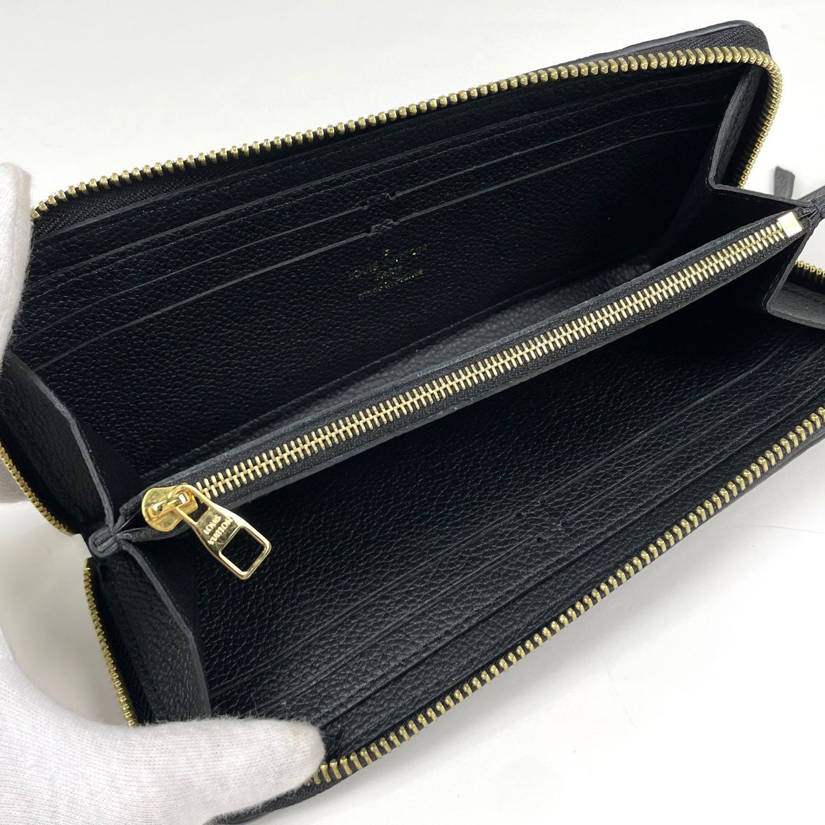 Louis Vuitton Portefeuille Clemence Wallet Zip Around Monogram Empreinte Noir — view 7