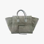 Celine Luggage Small Square Phantom Green Gray Suede Handbag