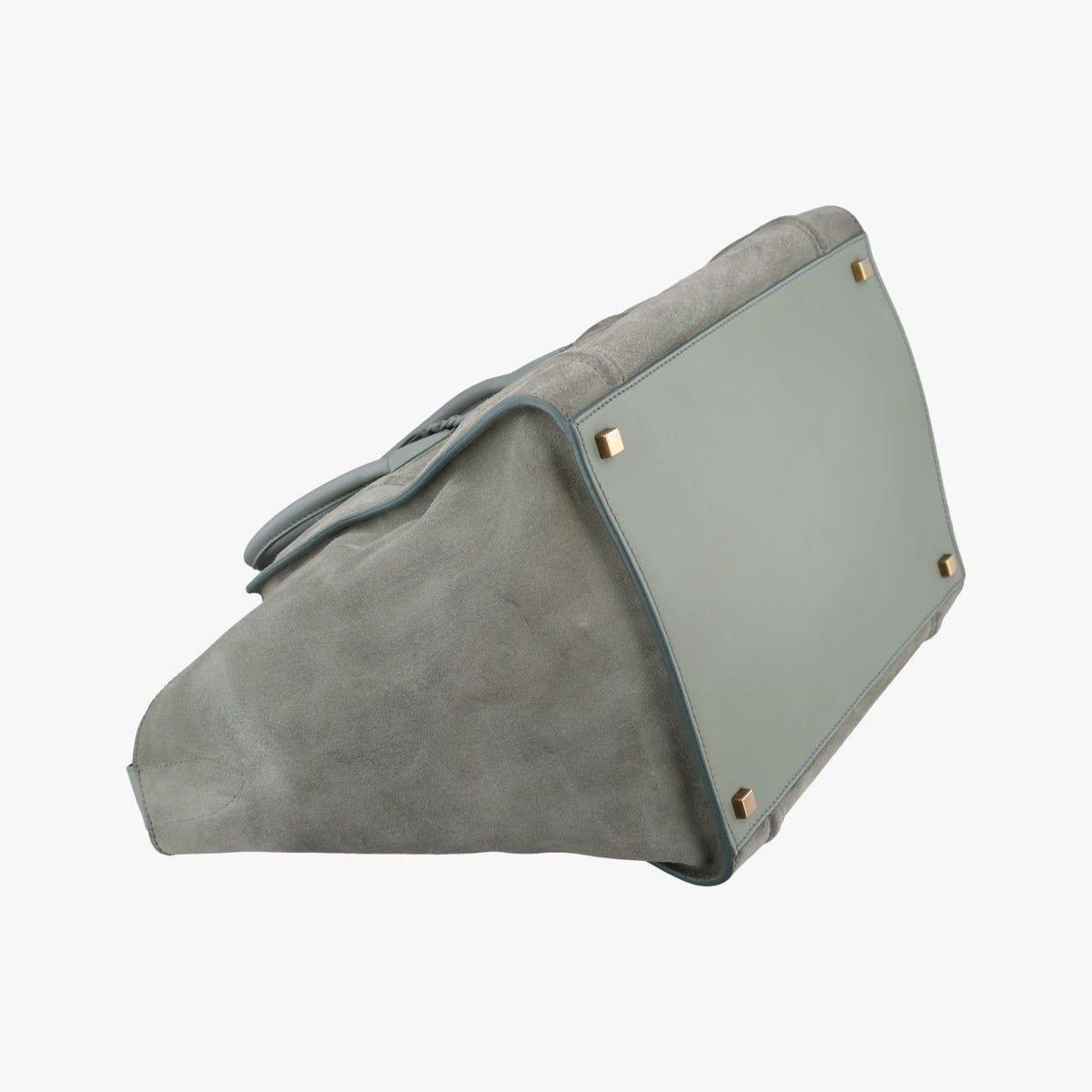 Celine Luggage Small Square Phantom Green Gray Suede Handbag — view 5